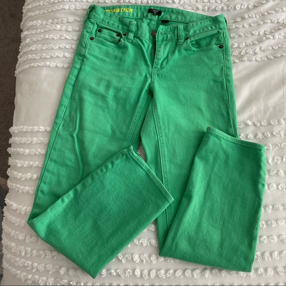 J crew matchstick green jeans size 26